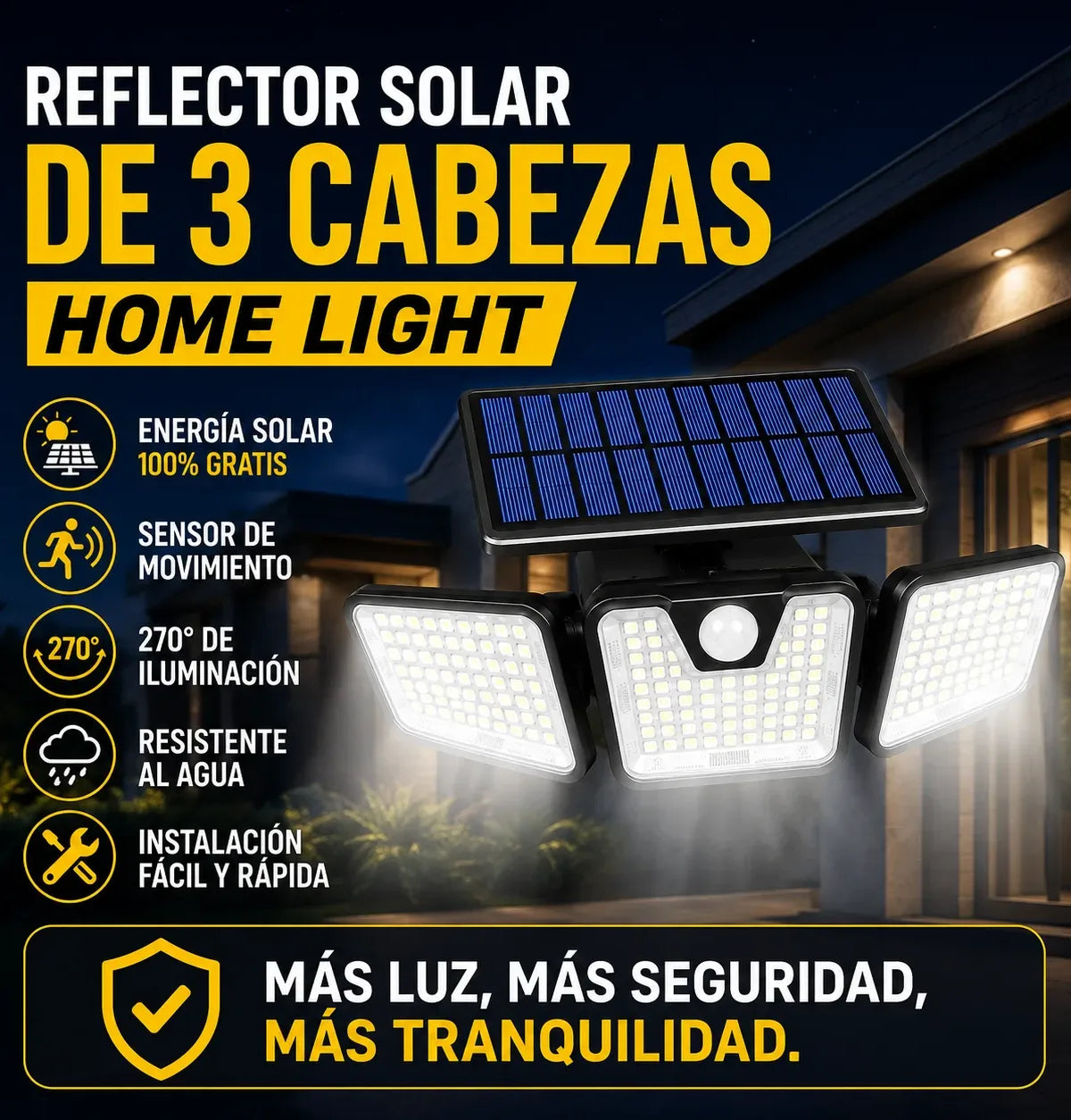 HomeLight - Reflector Solar de 3 Cabezas + Envio Gratis + Regalo