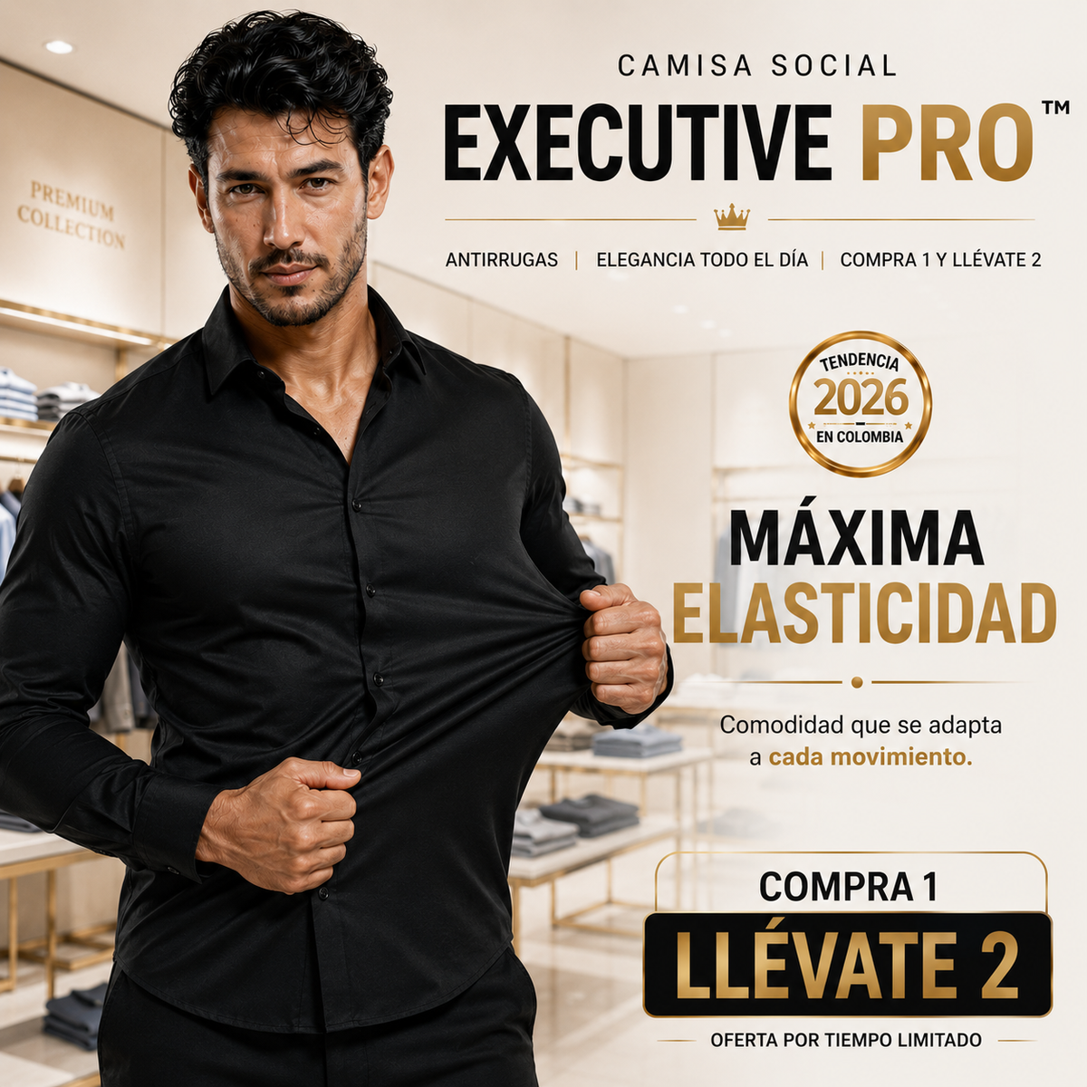 Camisa Executive Pro™ — Antirrugas | Elegancia Todo el Día | Compra 1 y Lleva 2