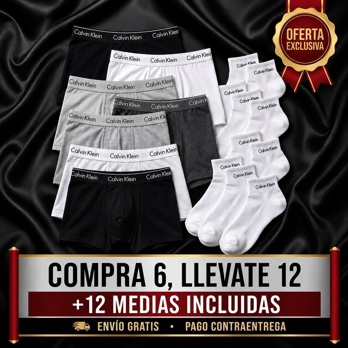 🔥SUPER OFERTA🔥 12 BOXERS CK POR EL PRECIO DE 3 + 12 MEDIAS GRATIS | Compra 6, llevate 12 | + ENVIO GRATIS + REGALO