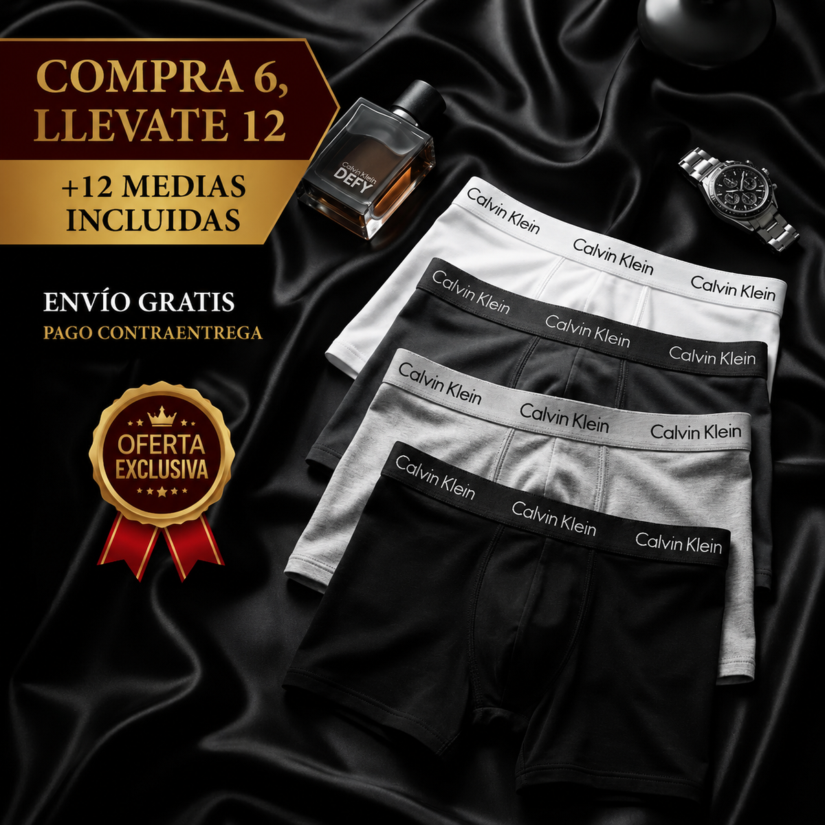 🔥SUPER OFERTA🔥 12 BOXERS CK POR EL PRECIO DE 3 + 12 MEDIAS GRATIS | Compra 6, llevate 12 | + ENVIO GRATIS + REGALO