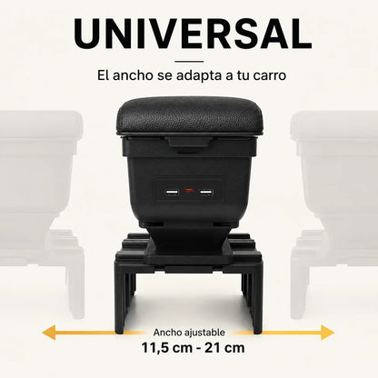 Cajonera apoyabrazos Universal 3 en 1 para Carro con Carga USB