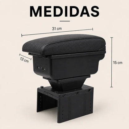 Cajonera apoyabrazos Universal 3 en 1 para Carro con Carga USB